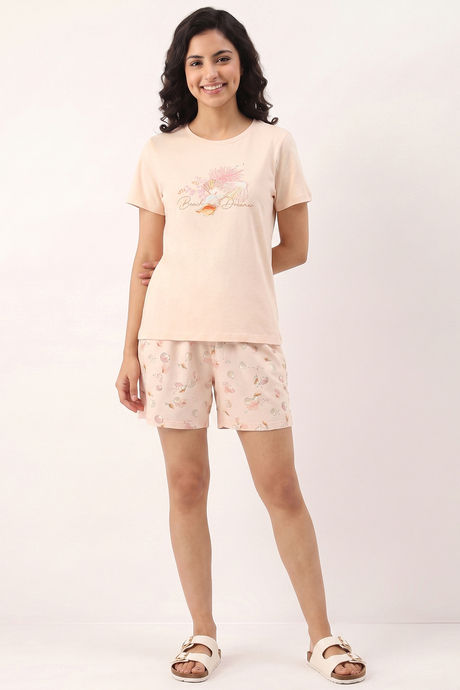 Zivame Beach Dreamer Buttersoft Knit Poly Short Set - Soft Pink — image 2